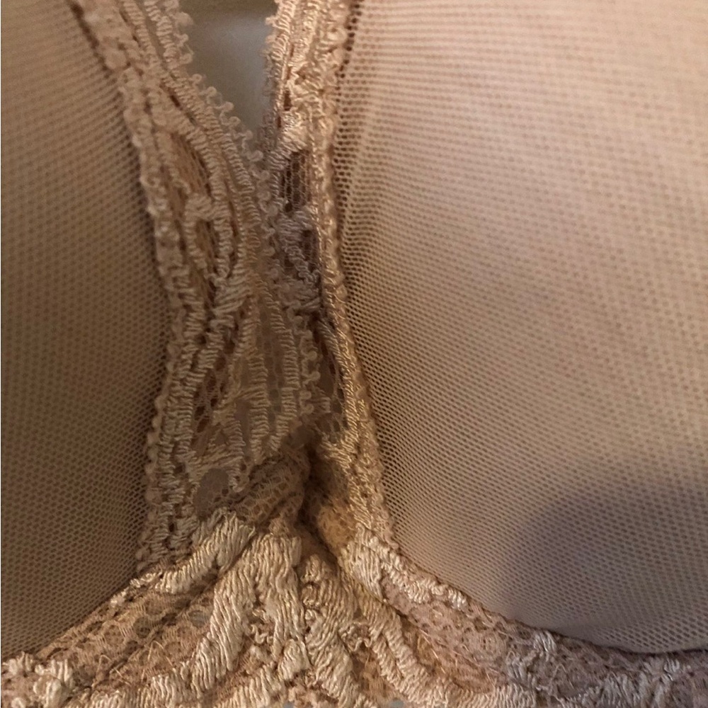 Lightly Lined LaceTrimmed Mesh Bra in Tan - Picture 6 of 6